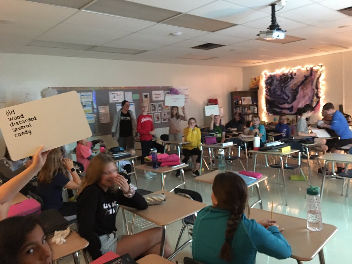 MsLBenishek's tweet photo. Today we had an adjective competition and did our weekly team building game! Fun day in 7 Blue Comm. Arts! @miss_foderaro https://t.co/XDtPzbJlfM