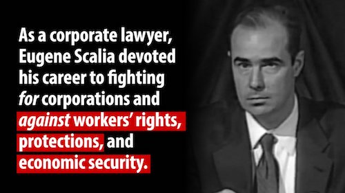 IBEW's tweet photo. Eugene Scalia has devoted his career to fighting against workers' rights. The last place he belongs is the Labor Department. https://t.co/Q2FuMEp3dV #RejectScalia https://t.co/363s3dxgAY