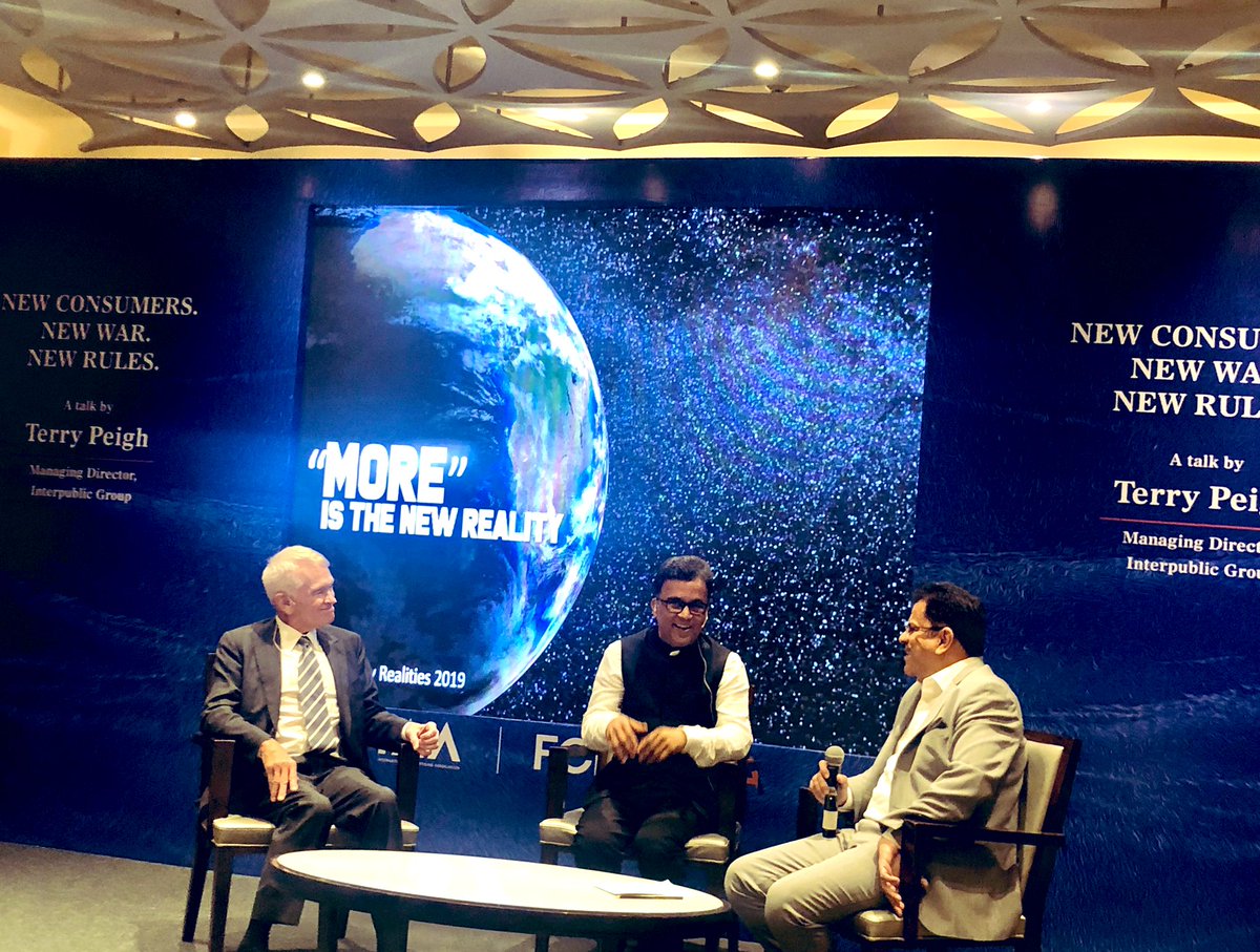 PradeepDwivedi's tweet photo. An engaging conversation on #NewConsumers #NewWar #NewRules with #TerryPeigh @tpeigh of @FCBglobal with #DamodarMall @SupermarketWala moderated superbly by @RohitOhri1 or @FcbUlka at an @IAA_India @IAA_Global event today @skswamy @punitgoenka @rameshnarayan @mtata0503 @ak_karnani https://t.co/Ft7V9JjgJK