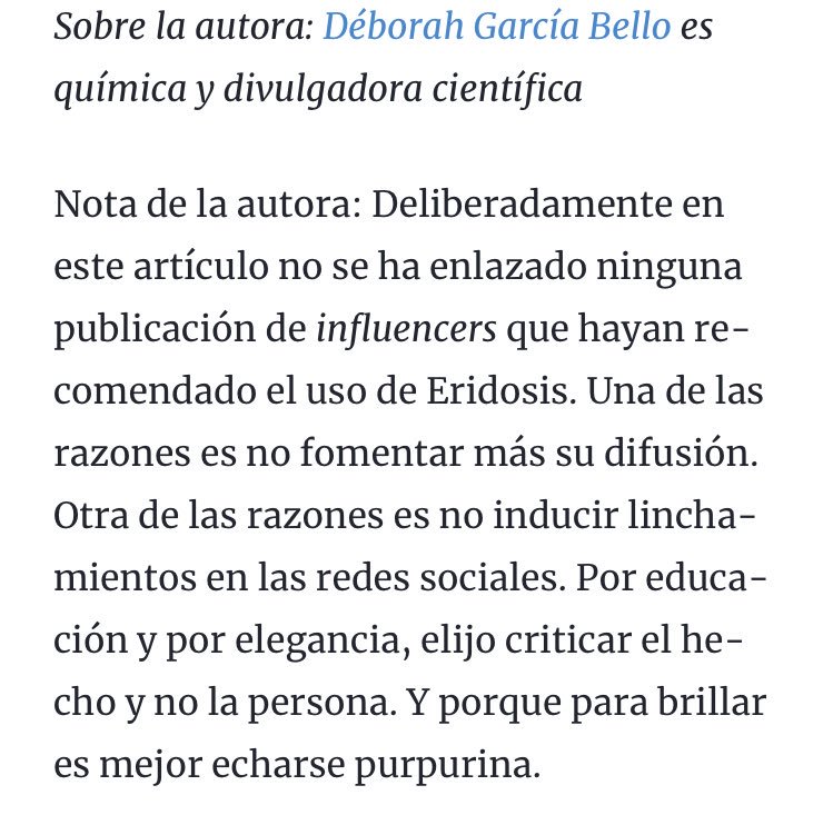 Deborah García Bello on X: En mi artículo sobre las dichosas toallitas  Eridosis para el acné, no cité a ningún influencer. Al final del artículo  incluí esta nota:  / X