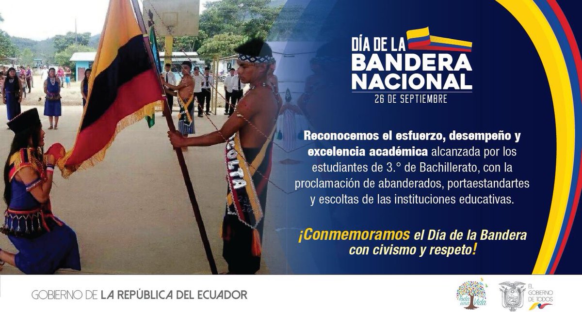 SPPAT_Ec's tweet photo. Felicitamos en este día a los estudiantes de 3.° de Bachillerato que con alegría y orgullo realizan el juramento a la Bandera Nacional. #DíaDeLaBanderaEc https://t.co/GdWzJIRVF8