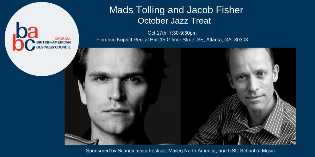 babcga's tweet photo. Have you purchased your tickets yet? The Danish Chamber cordially invite you to this lovely jazz event!
Tickets available now!
https://t.co/r6IinmAAYN
#babcga #Atlanta #october #music #grabyourticketsnow https://t.co/S06xW9szPN