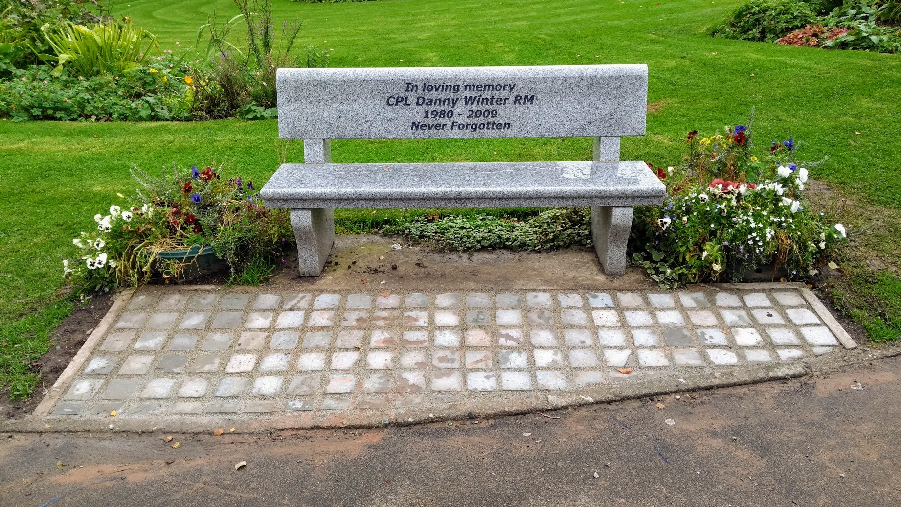 Danny's bench after the addition of setts.