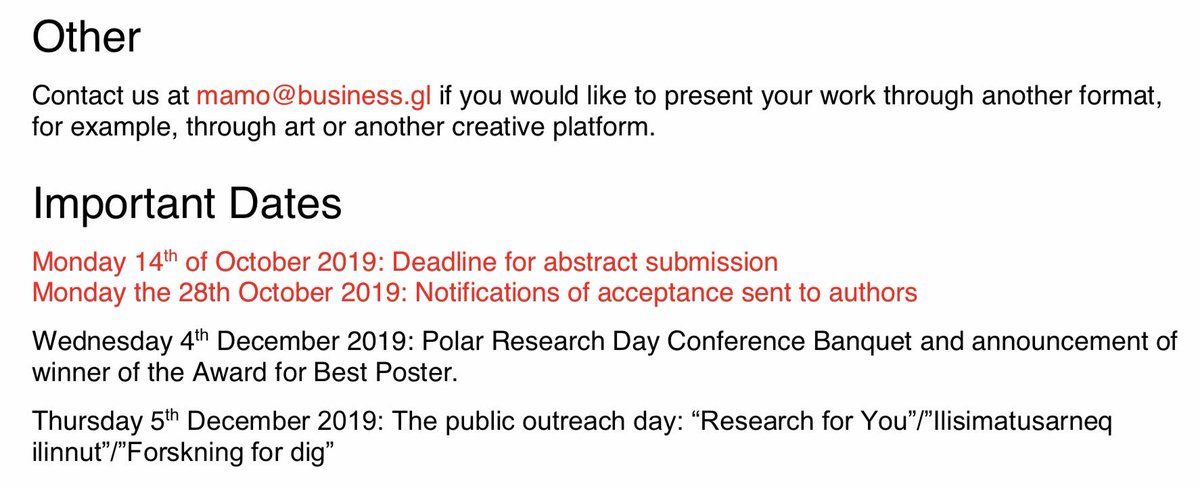 allanpeterolsen's tweet image. The Call for Abstracts &amp;amp; Posters for #GreenlandScienceWeek has been amended slightly. Deadline extended to October 14 + allowed to submit abstract only (bring poster with you to #Greenland in December). 
da.uni.gl/forskning/gree…
Workshop program due shortly!
#Arctic #research