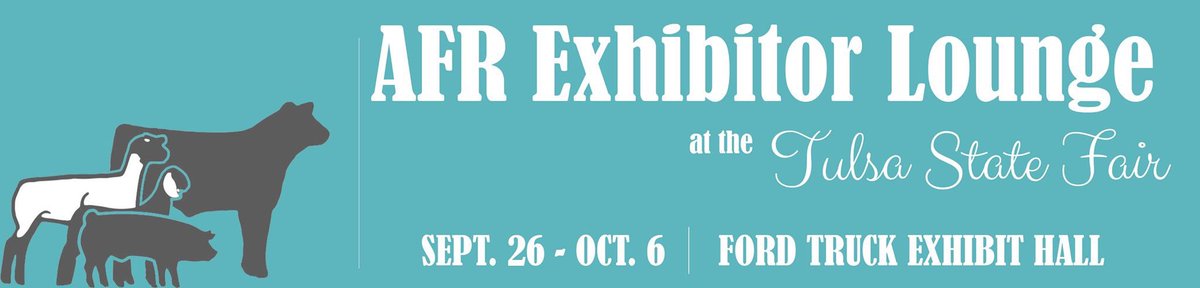 AFRFarmOrg's tweet photo. Tulsa State Fair starts this Thursday! If you are in the area, stop by and RELAX in the AFR Exhibitor Lounge, located in the Ford Truck Exhibit Hall. https://t.co/kNeWzzOAK6