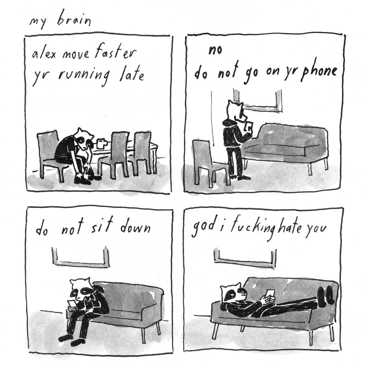 a comic about how nice it is sit when you know you shouldn't 