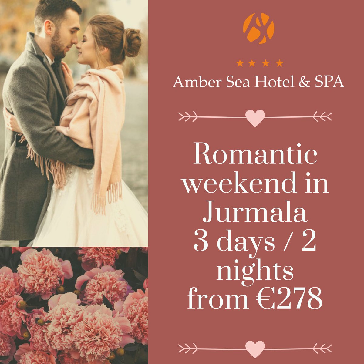 Take care and pamper each other! ❤ Enjoy an unforgettable weekend in Jurmala at the <a href="/AmberhotelL/">Amberhotel</a> luxury hotel! Moreover, we have prepared a special offer for lovers 😉 👇  
🔸️Romantic weekend in Jurmala🔸️3 days / 2 nights🔸️from 278 EUR🔸️