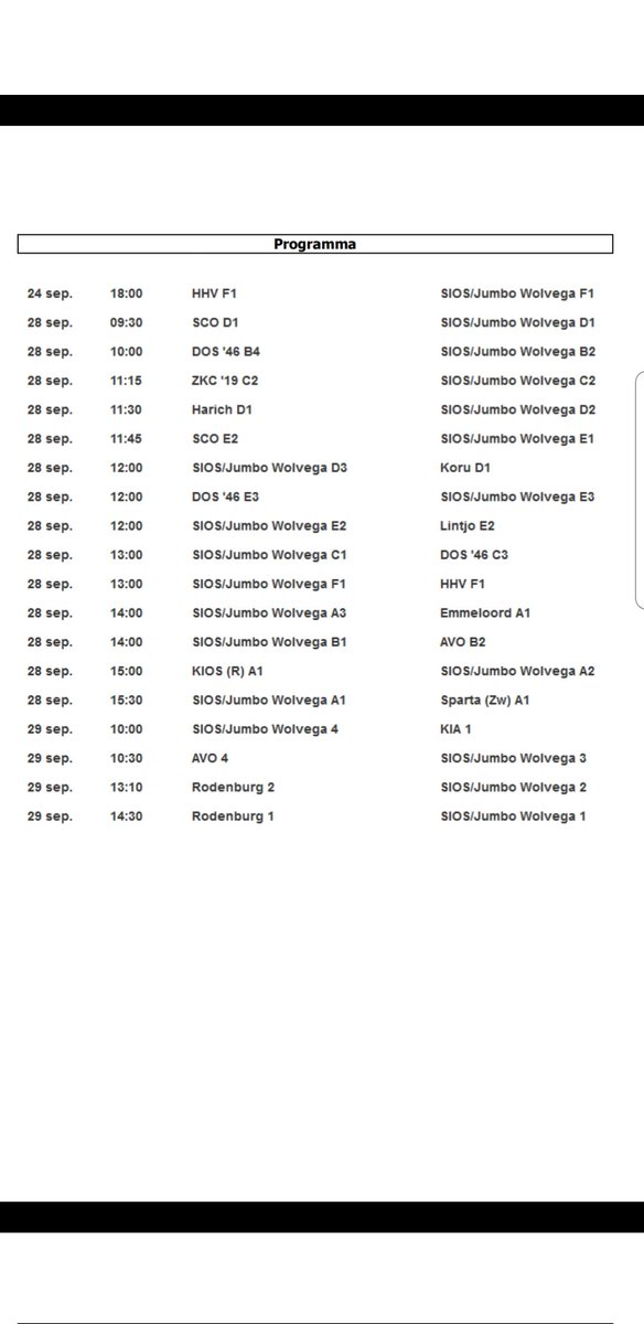 kv_sios's tweet photo. Het programma voor komend weekend. Iedereen veel succes!
#kvsios https://t.co/InxXe1GbGN