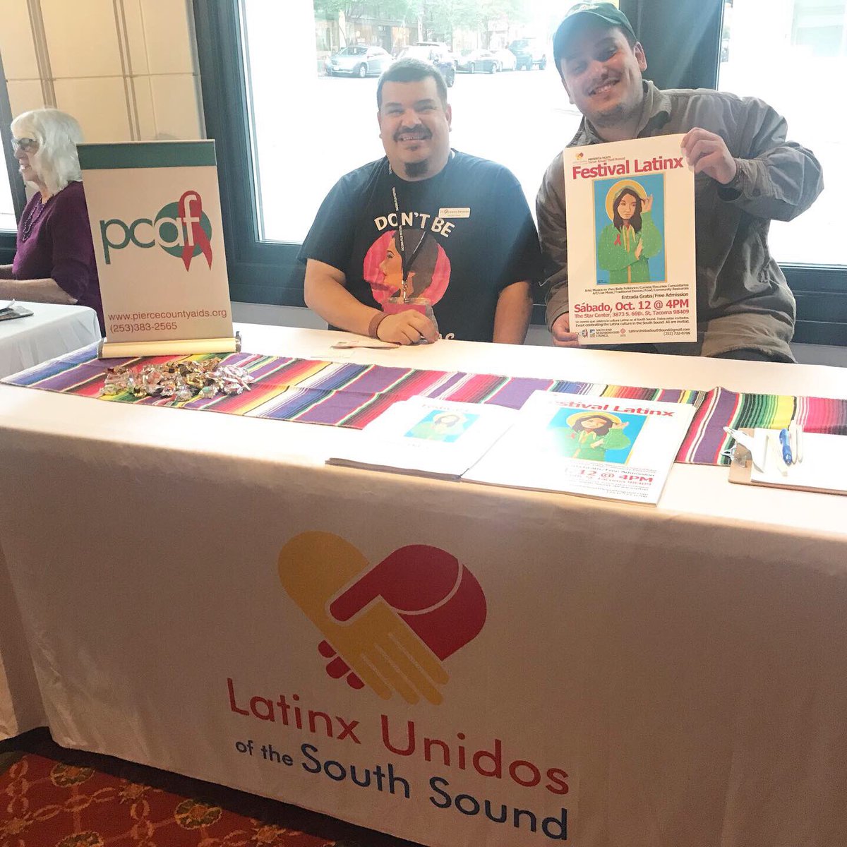 Say hi to our community partners! Pictured here are: Julie and Will from <a href="/NWIRP/">Northwest Immigrant Rights Project</a>, Sylvia from <a href="/ColectivaLegal/">Colectiva Legal</a>, Amy from <a href="/RefugeesNW/">Refugees Northwest</a>, and Lorenzo and Juan Carlos from Latinx Unidos del South Sound! #2019tff