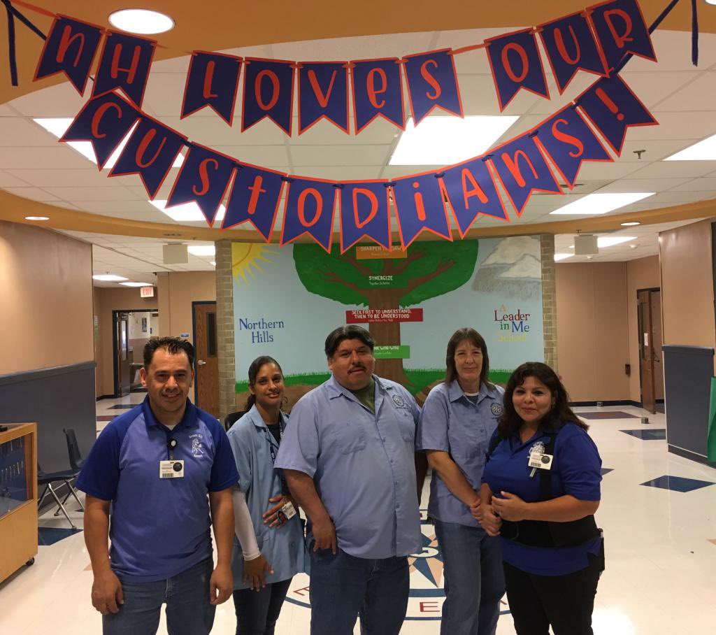It’s Custodian Appreciation Week, and we sure do love our custodians at Northern Hills Elementary! We couldn’t do it without each of them, and they are so wonderful to our students, staff and families!
#theNEISDway