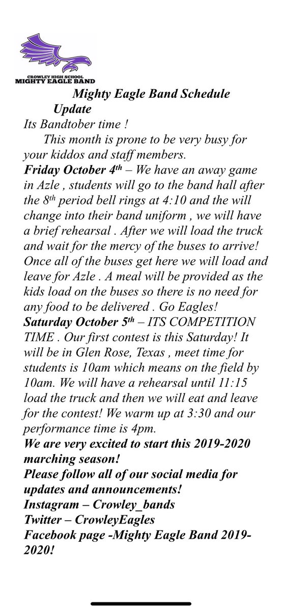 Crowley HS Band (@crowleyeagles) on Twitter photo 