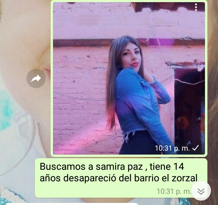 Franaloe5's tweet photo. Desapareció en el barrio el zorzal, se llama Samira Paz. Cualquier dato comunicarse con Verónica (1155880946) https://t.co/Ge6EiNoHu6