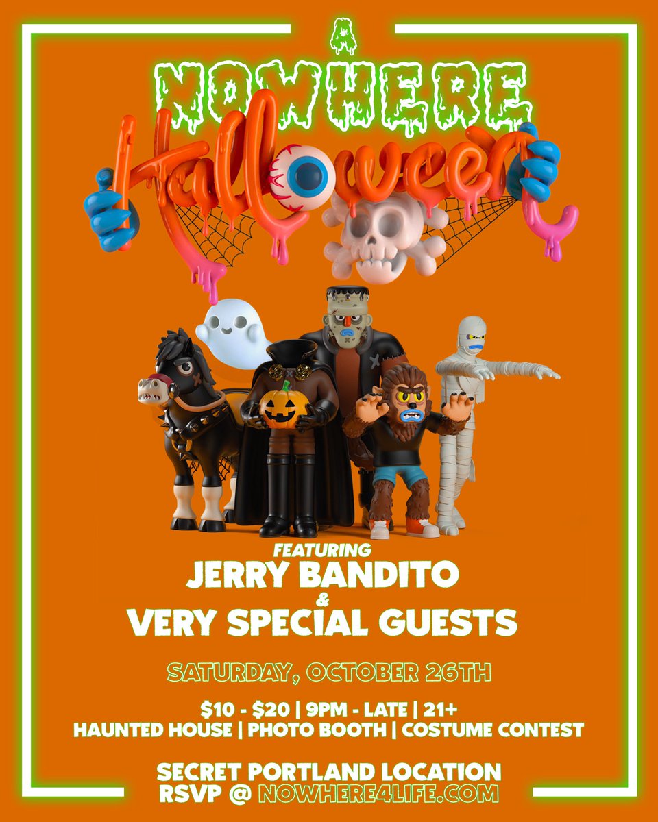 jerrybandito's tweet photo. 🎃 SATURDAY, OCTOBER 26th 🎃

Whether you’re a trick or a treat - we present to you “A Nowhere Halloween” 🎃 To RSVP and receive advance information, visit https://t.co/uGFF18UrnA 🎃

More details still to come 🧡

See you on the other side 🕸🚪🕸
#Nowhere4Life #NowhereHalloween https://t.co/SiUDidTaRP