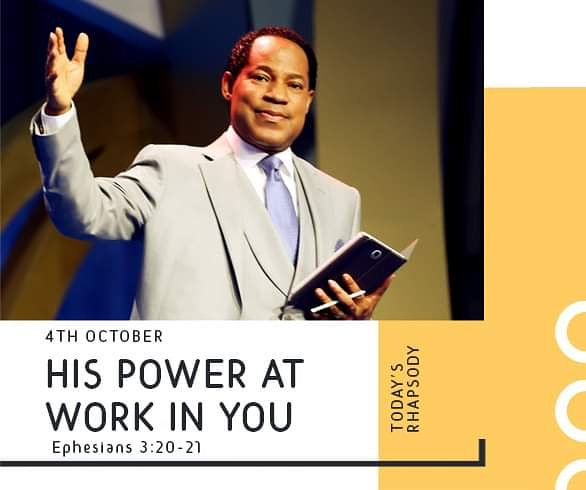 PstChrisOnline's tweet image. HIS POWER AT WORK IN YOU  .
Friday, October 4th
Pastor Chris

"Now unto him that is able to do exceeding abundantly above all that we ask or think, according to the power that worketh in us,...
 
Read complete article at pastorchrisonline.org