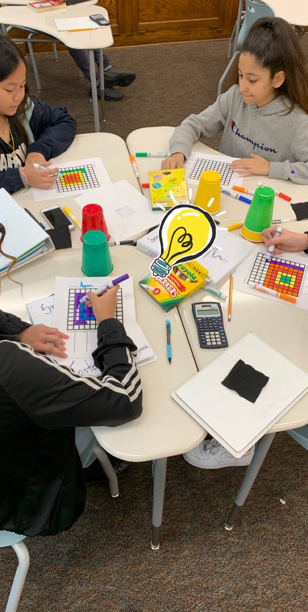 MrsDFalk's tweet photo. Creating mosaics while exploring percentages! #artsintegration #iteachmath #STEAM #masterychat #flippedclasroom #middleschool @DMschools https://t.co/PepQBUzoaf