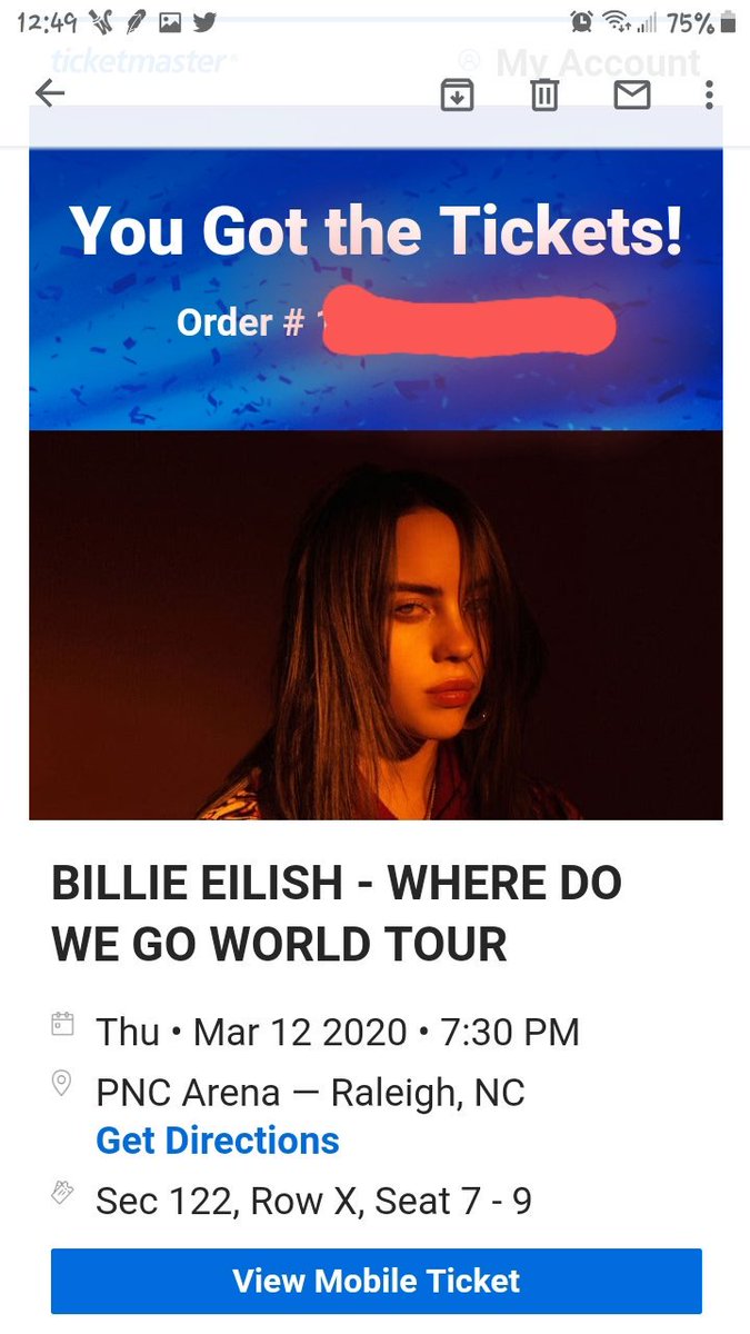 MelodyStar84's tweet photo. After hours of crashes &amp; craziness with @Ticketmaster, I'm going to see @billieeilish  This will be My daughters 1st concert! Yassss!🎶😎🔥 #wheredowegoworldtour #BillieEilish #BillieEilishpresale https://t.co/fC8ySCz4G3