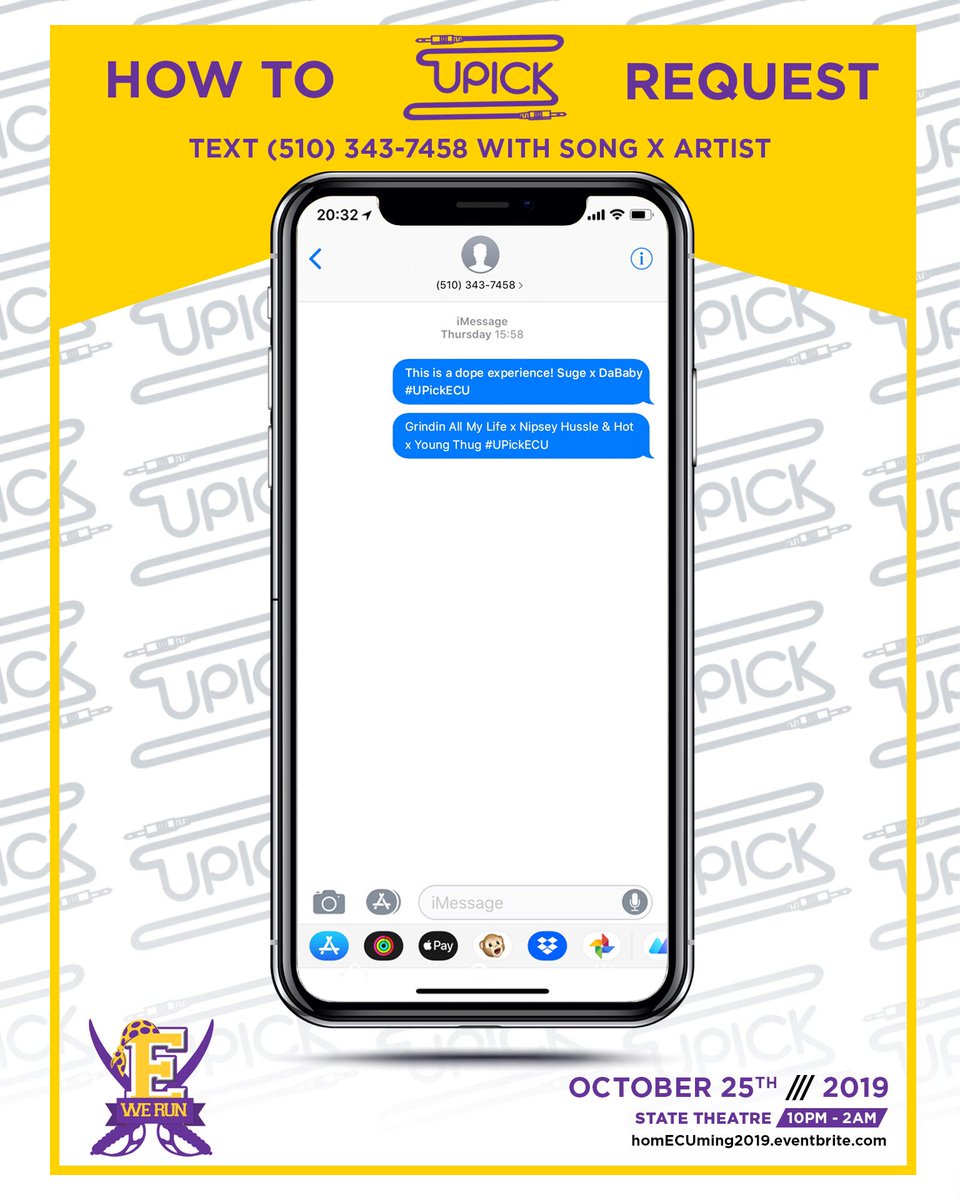 BRE_Will_i_Am's tweet photo. #homECUming Friday Night we starting the weekend off with @UPickTheVibe #UPick ! 

A new interactive way to party! #UPickECU 

You Pick It. We Play It. Simple. Sounds by @DJNiteCrawler from DC/Dallas 

Tix available at https://t.co/gjzkMCoWhV https://t.co/g4SRix7AUp