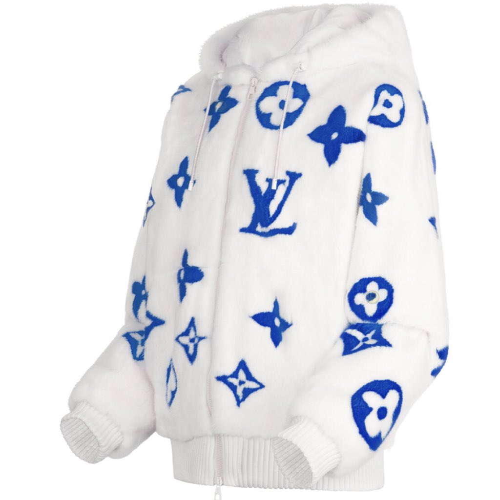 Louis Vuitton white Mink Zip-Up Hoodie