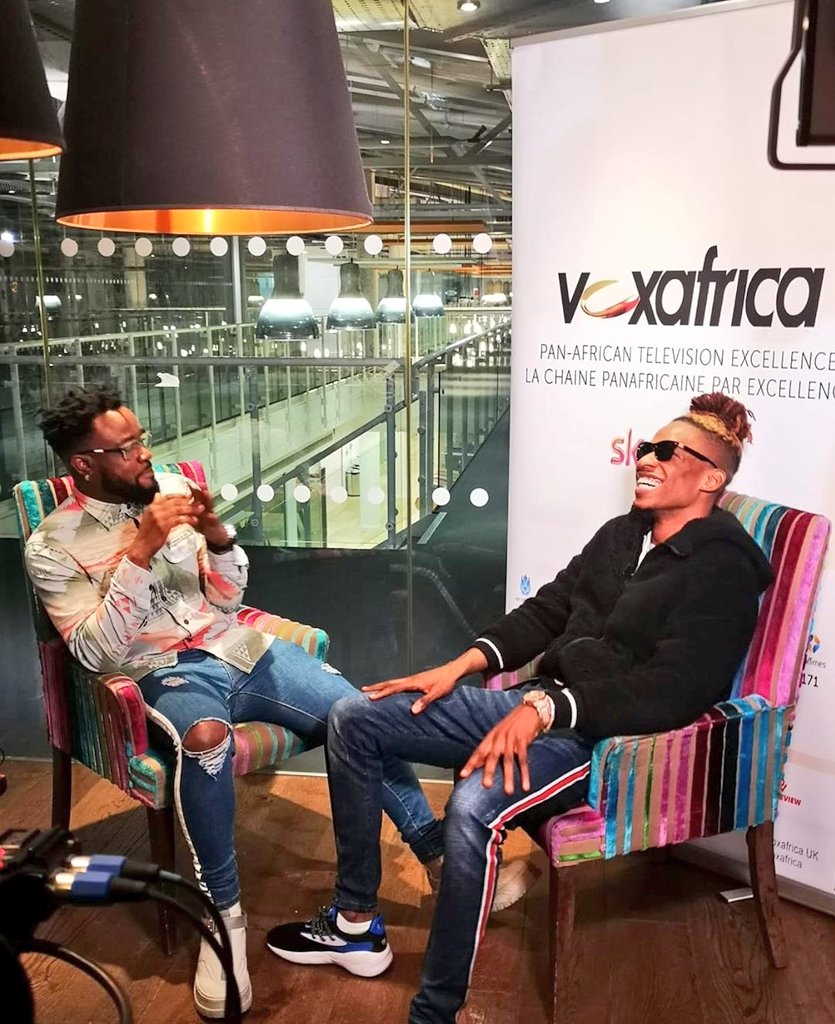 THEBUZZTVSHOW's tweet photo. Our @ndiyojames catching up with the awesome @KrizBeatz_ on #TheBuzz Don't miss it this weekend in @voxafricauk Sky 193 https://t.co/D9nTk1EMiC