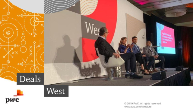 MandyGoepp's tweet photo. Our own @MarcoSuid hosts a discussion on how #EmergingTech is revolutionizing business and deals with @EllenLevy, Seshu Ajjarapu + Harshit Vaish at #PwCDealsWest. https://t.co/5V5aIvXuZw