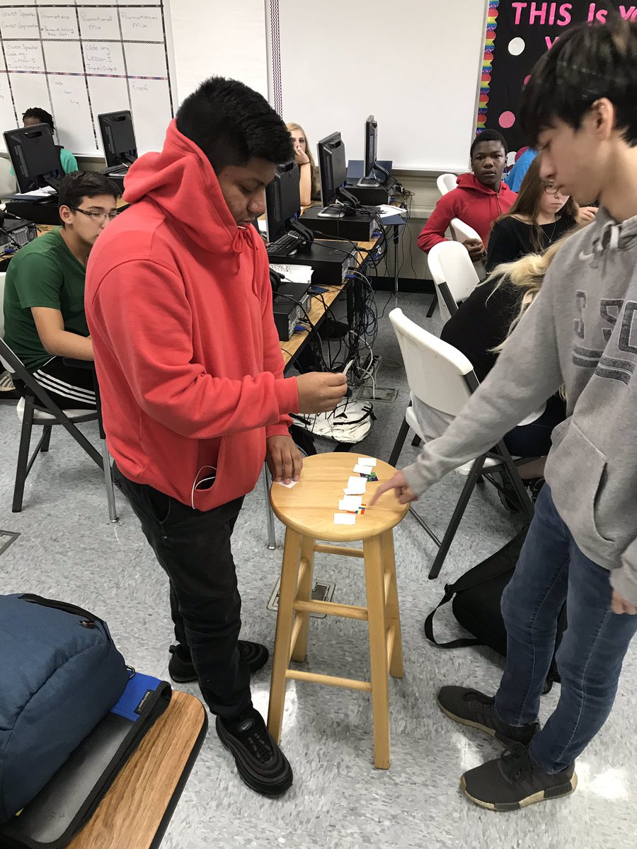 EmilyDuplantis's tweet photo. How else do you teach processing to your computer science kiddos? Card games. @codeorg #FortD #teampackattack https://t.co/LUmjSlwKWm