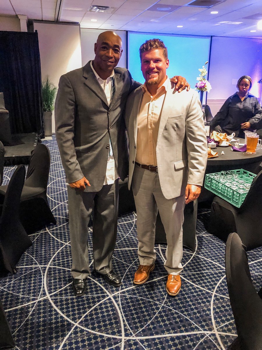 CoachCFreeland's tweet photo. Awesome event last night hearing from THE 🐐 @RandyMoss and 3x Pro Bowler Carl Lee on the Legends Building Legends program. Excited to see the growth of West Virginia’s youth football programs!! #LegendsBuildingLegends https://t.co/EES3eWAVKc
