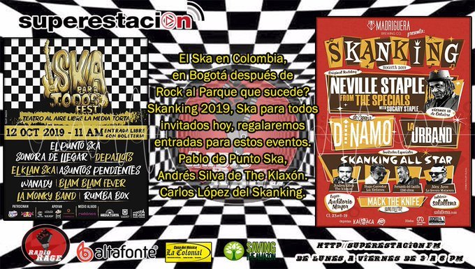 Destino de <a href="/LASEVERA/">LA SEVERA MATACERA</a> el sabado 5 de octubre en Galerias carrera 27 #51a-18 con <a href="/LaRivoltaOficia/">La Rivolta Oficial</a> y <a href="/LAKASQUIVANA/">LA KASQUIVANA</a> desde México en <a href="/Radiorageofi/">Radiorageoficial</a> de <a href="/Superestacion/">Superestación</a> <a href="/skankingbogota/">Skanking Bogotá</a> <a href="/ElPuntoSka/">El Punto Ska</a> 
 
superestacion.fm/index.html