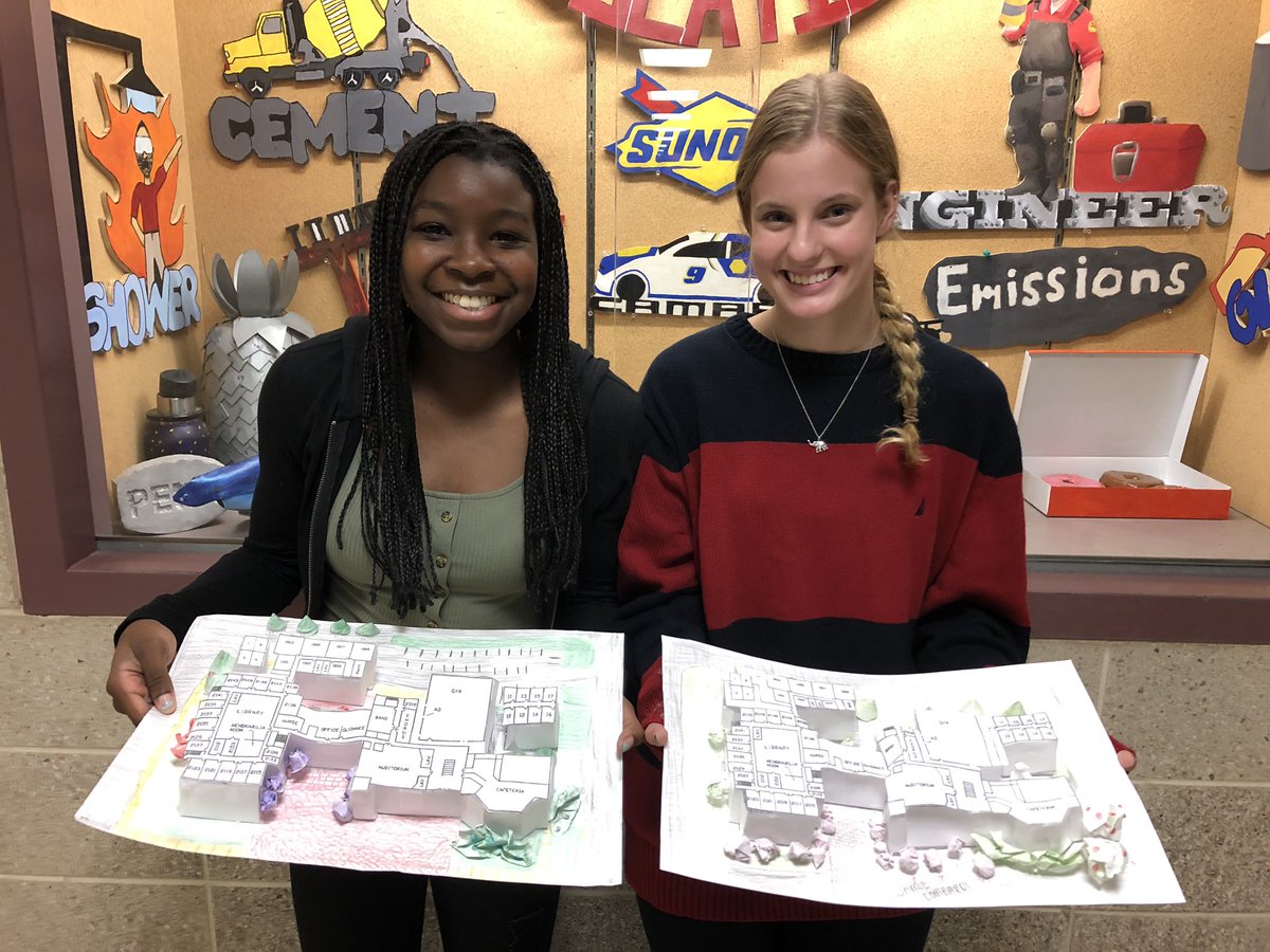 BATechPA's tweet photo. Students in Alternative Energy are working on re-designing the landscape of Bacon Academy for energy efficiency. New designs include summer shading, edible landscapes, aesthetics and winter wind breaks. https://t.co/bU5VHoe599