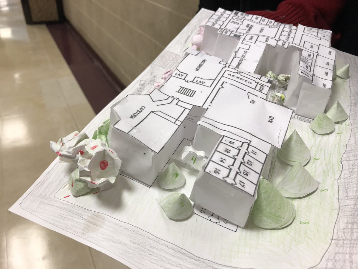 BATechPA's tweet photo. Students in Alternative Energy are working on re-designing the landscape of Bacon Academy for energy efficiency. New designs include summer shading, edible landscapes, aesthetics and winter wind breaks. https://t.co/bU5VHoe599