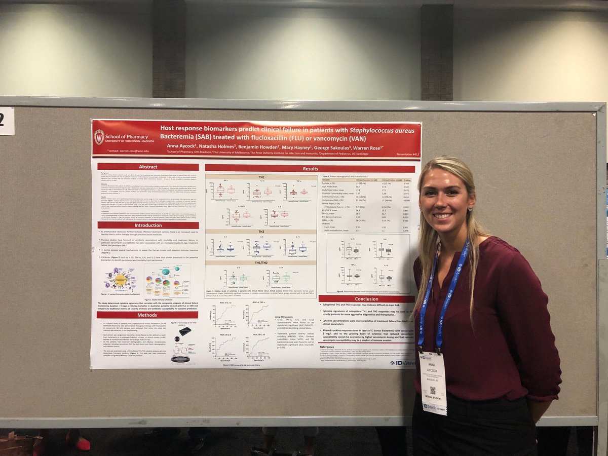 Congrats to Anna Aycock for her presenting her original research on #biomarkers #PrecisionMedicine  @IDWeek2019. <a href="/SIDPharm/">SIDP</a> <a href="/UWMadPharmacy/">UW–Madison School of Pharmacy</a>