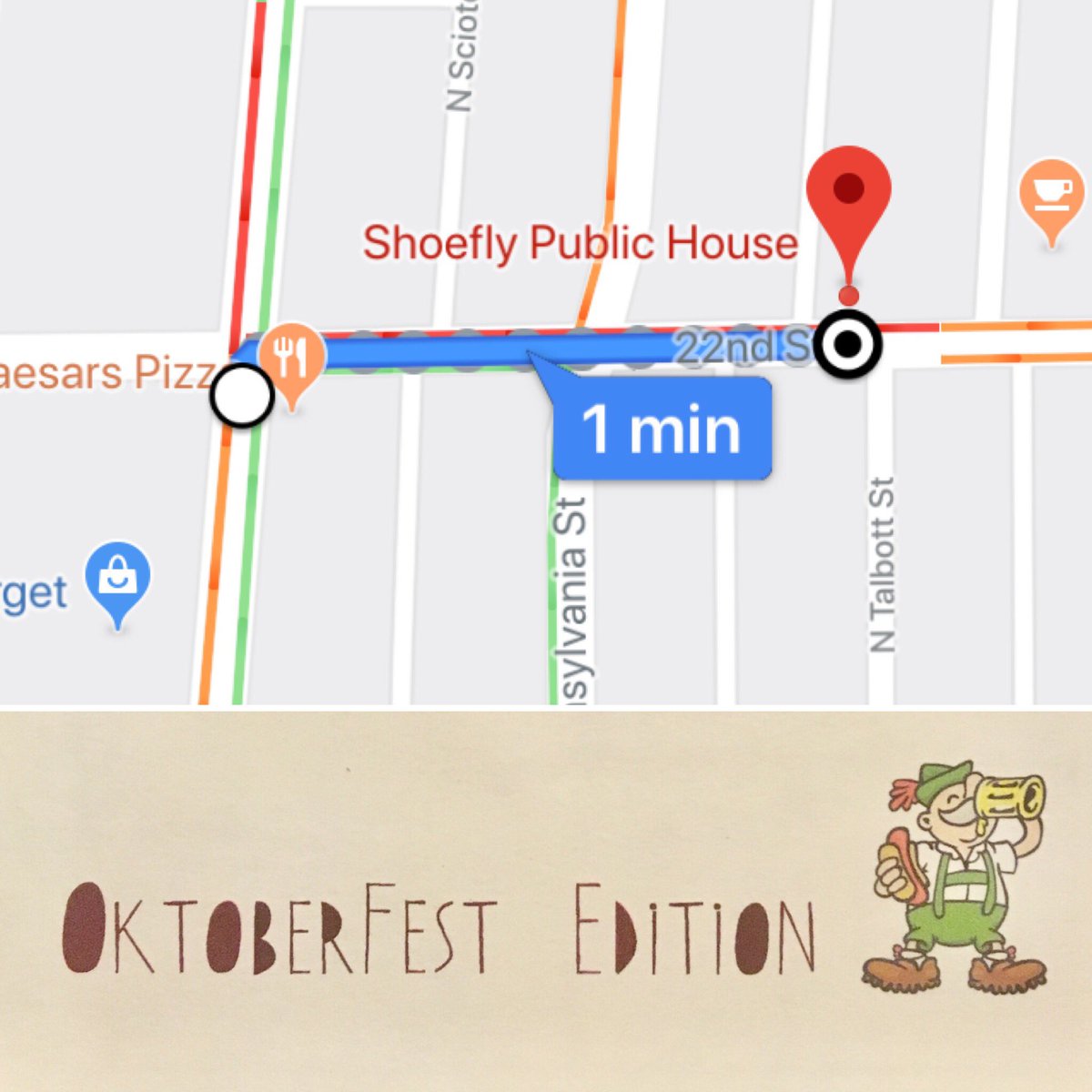 shoeflypub's tweet photo. Holy wow, it’s nice out!  Perfect evening for some #publictransit and dining outdoors..jump on the #redlineindy and get in on Shoefly’s #oktoberfest menu while you can! Only a one minute to walk from the 22nd Street Station to Shoefly 🎉 #indygoredline #publictransit #indyredline https://t.co/4ryBVxDo0h