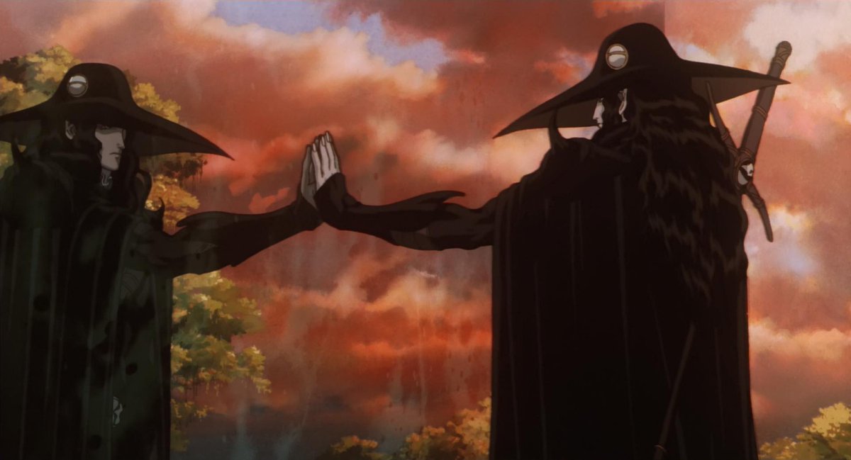 VAMPIRE HUNTER D: BLOODLUST (2000) dir. Yoshiaki Kawajirisupernatural // a half-vampire hunter is tasked with tracking down a vampire count who has kidnapped a young woman—but he's not the only hunter on the job, & the count isn't the only danger on the journey.