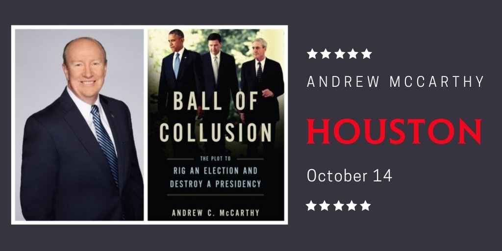 fgonzalez1978's tweet photo. October 14: We will be back in #Houston for a @NR_Institute book event with NRI fellow @AndrewCMcCarthy. Complimentary to attend. Register here: https://t.co/ZCYChXk8eO #BallOfCollusion https://t.co/Wi8QFyID9F