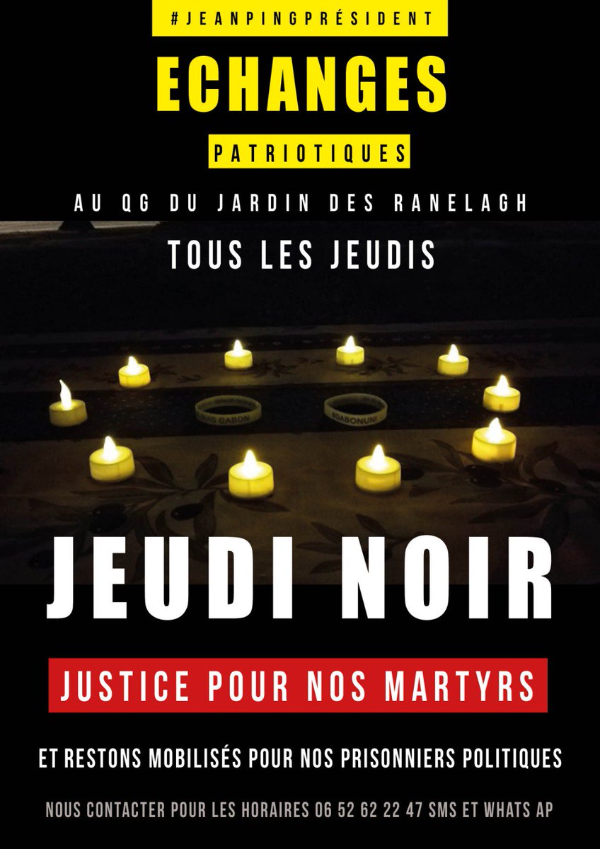Mouv_Liberte's tweet photo. #JeudiNoir
#Gabon #JeanPingPresident
#massacres #AliBongoassassin #AliBongoEstIllegitime
#AliBongoEstMort
Depuis 3 ans nous osons nous insurger contre le prêt-à-subir qui nous a été donné à ingurgiter.
1 seul mot->#RÉSISTANCE
@kerrywashington
@worldboots
@LeeWhiteCBE
@TigersWoods https://t.co/dnxsPttCzl