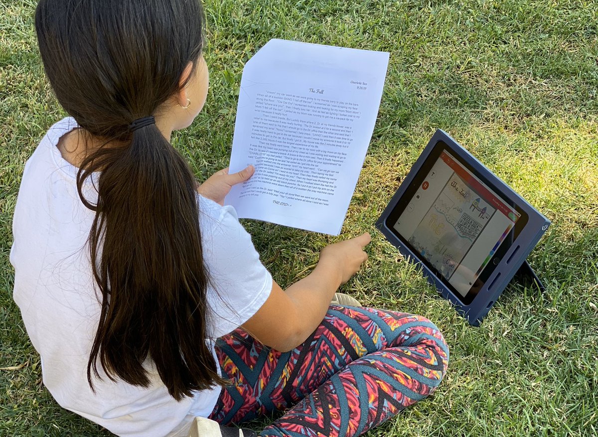Beautiful day (and way) for my 3rd graders to share their narrative writing with family members, via <a href="/Seesaw/">Seesaw</a>.  #opshares #TCRWP
