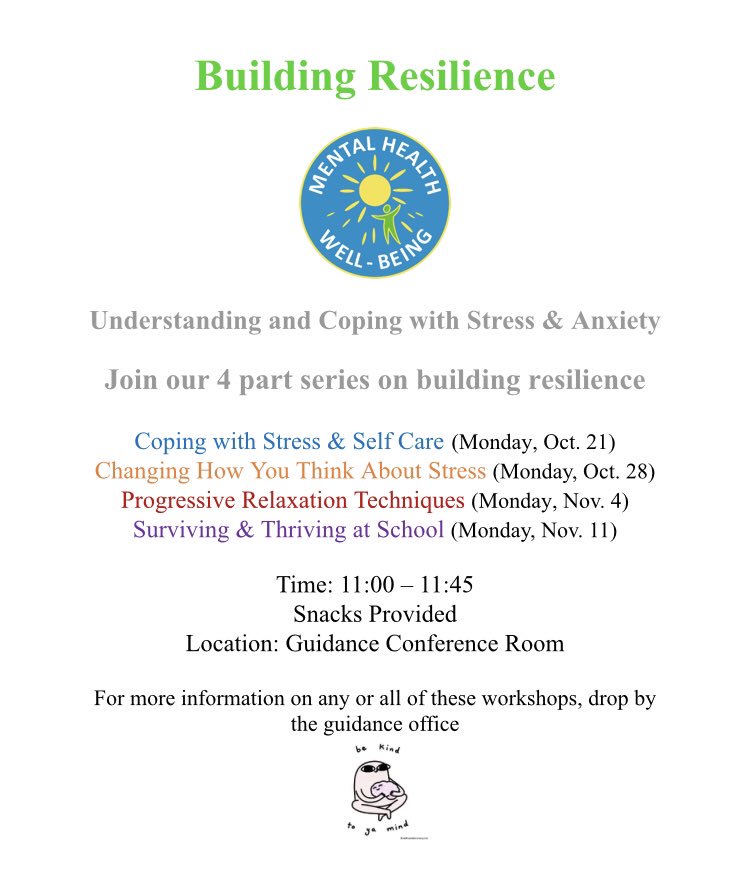 MHRTPeel's tweet photo. LPSS leading the way promoting mental health, offering regular student workshops on building resilience & coping w/ stress during BOTH semesters! Thank you @LorneParkNews 4 helping Ss be #WELLinPEEL #WorkingUpstream https://t.co/jy3GQY9miA