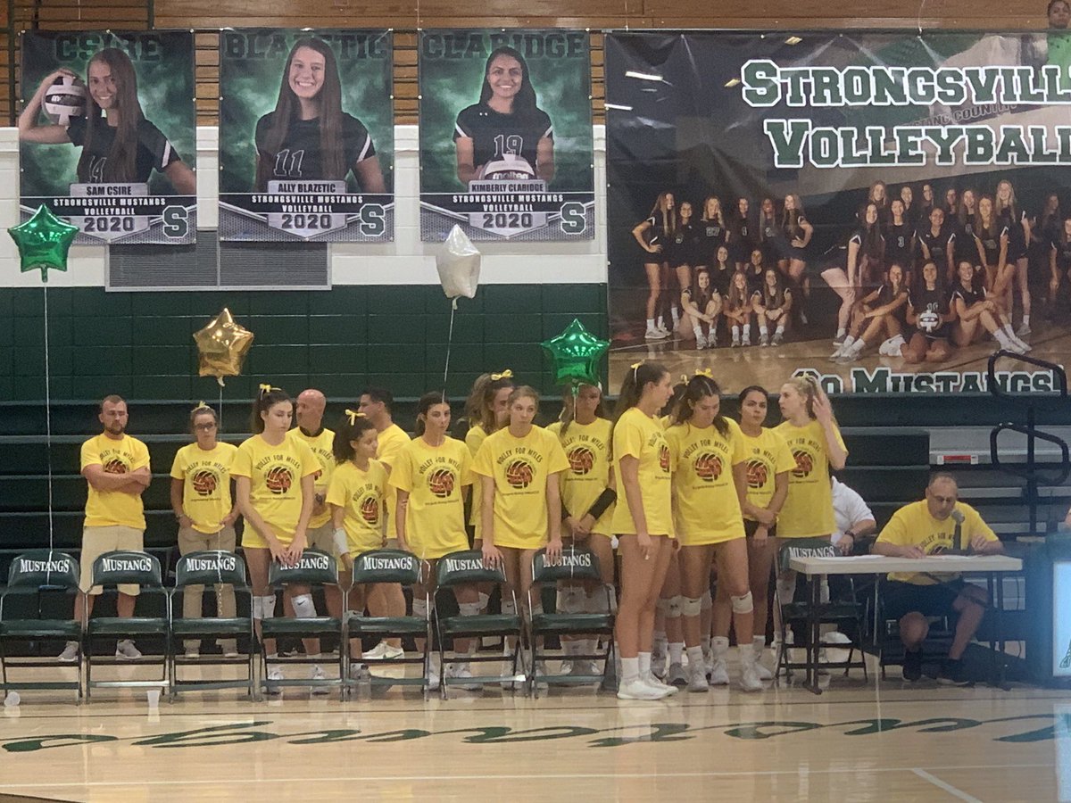 HS_Strongsville's tweet photo. Mustang VBFamily “Volley for Myles.” Strong families, Strong community- Strongsville! https://t.co/1Uq0H10cJi