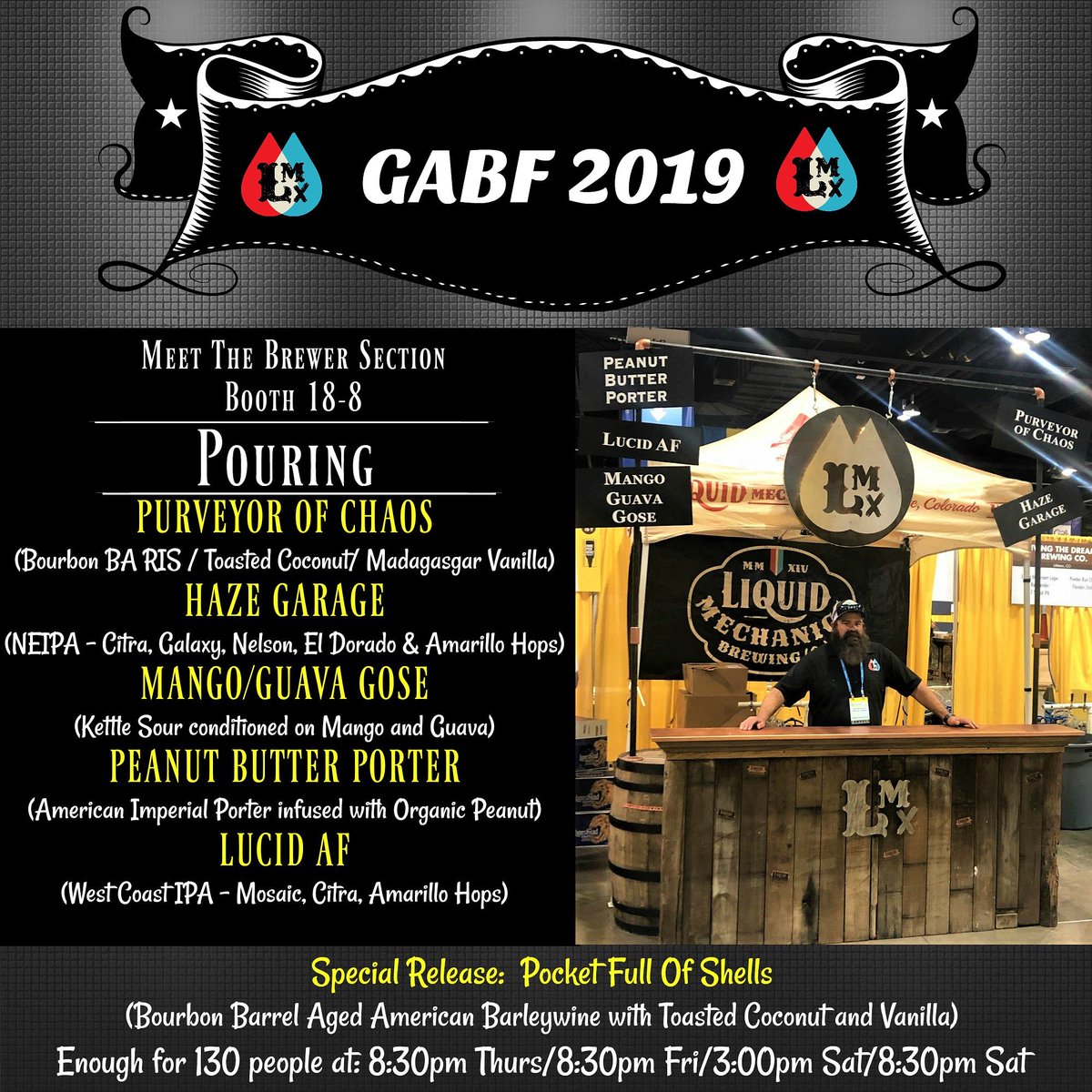 New booth, who dis? Come see us at the Great American Beer Festival. Don't miss out on the Pocket Full Of Shells release during each session! #GABF2019 #worldclassbeerforworldclasspeople #BringIt