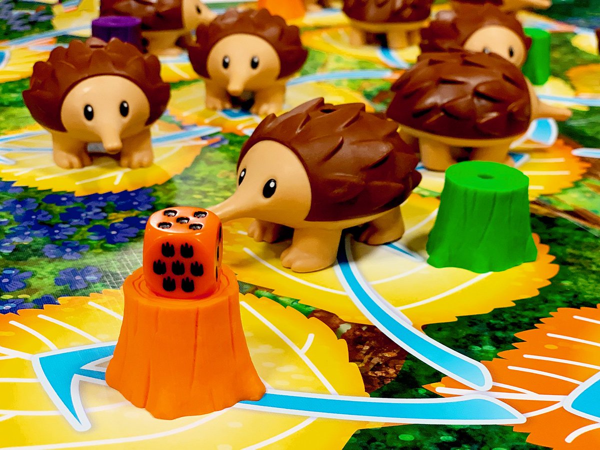 MeepleMaven's tweet photo. The characters in @Wattsalpoag's #EchidnaShuffle aren't just for kids; they actually enhance game play.  There is no problem picking them up and moving them, and it's easy to see where everything is in this multiplayer #AbstractStrategy #BoardGame. https://t.co/jgKQpJAxY5