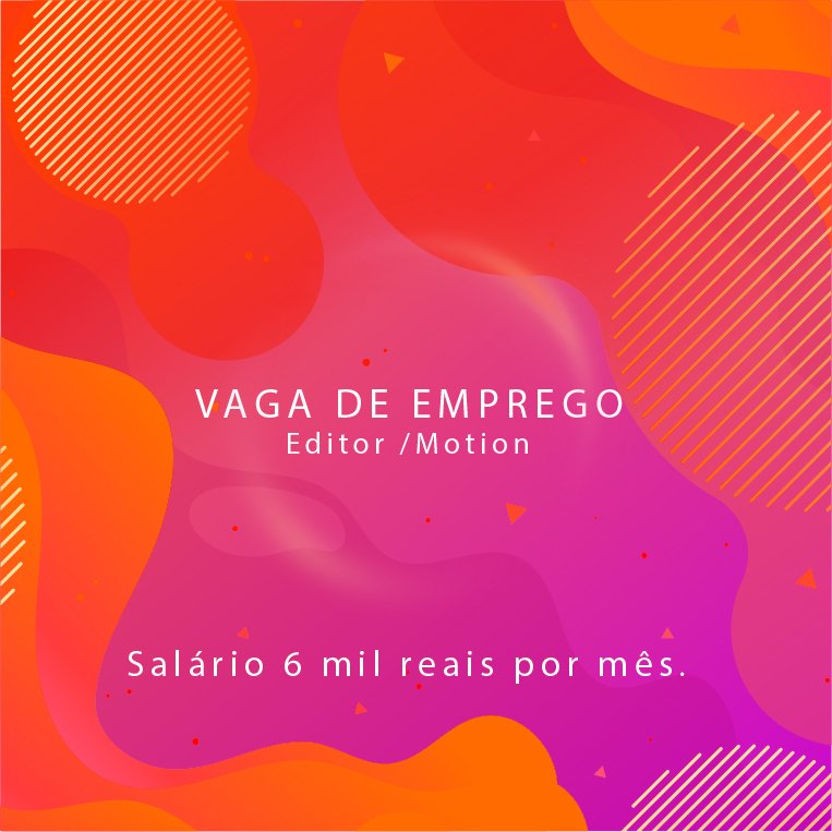 NFTTREINAMENTOS's tweet image. VAGA DE EDITOR/MOTION EM UMA DAS MAIORES AGÊNCIAS DO BRASIL EM SÃO PAULO 

Domínio de Photoshop, Premiere e After Effects.
Resolve é um diferencial, 
Seg a sexta de 10 às 19hs
Local: Pinheiros/SP
Remuneração: 6k/mês via PJ 
Enviar CV e demo reel para: paivacine@gmail.com