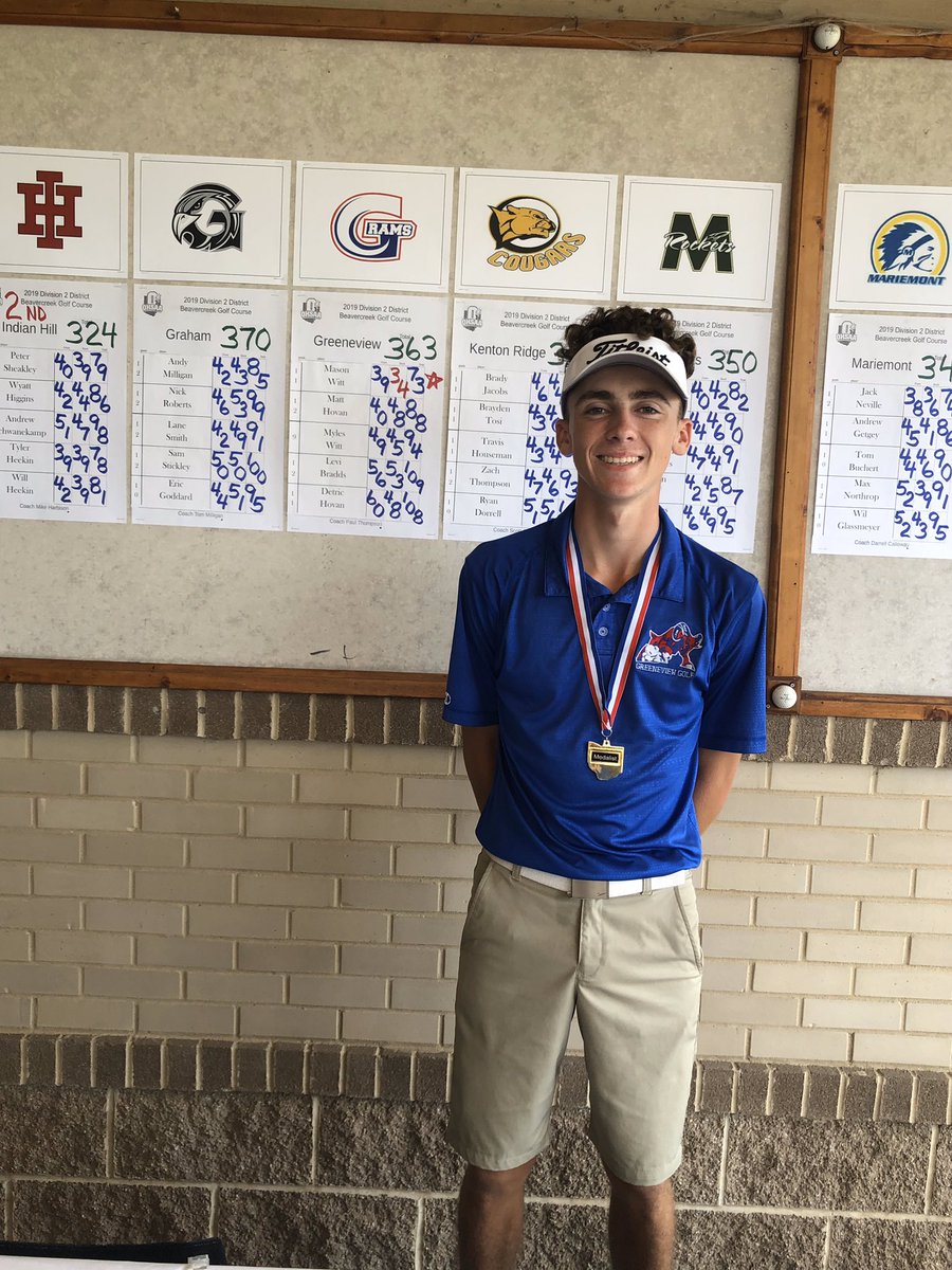 STATE BOUND - DISTRICT CHAMP
Congrats  to Mason Witt winning District Tournament with a low score of 73 (+1).