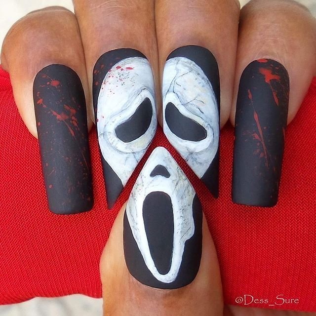 inmnails's tweet image. Ghostface by @dess_sure 💀👻🔪🎃💉🍁🍂 .
#tbt #inm #inmnails #inmhalloween #ScaryMovie #Halloween #nailart #DIY #TrickOrTreat #HorrorMovie #ScreamNails #HappyHalloween #Skull #mask #ArtsAndCrafts #hobby #grenada