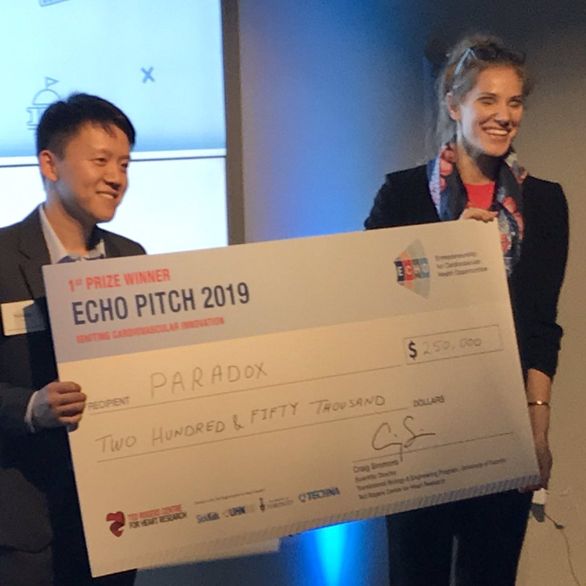 After a long deliberation the judges arrived at a unanimous winner of our $250k startup pitch competition. Congrats to Paradox Immunotherapeutics!!