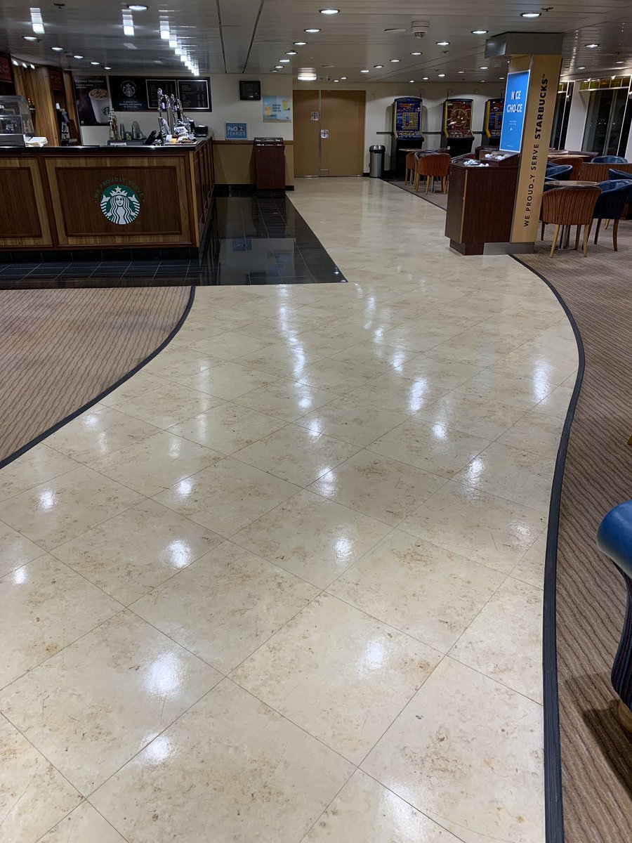 LtdCfm's tweet photo. Work carried out onboard on one of the UK’s no1 Ferries. All hard floors and carpeted areas cleaned. No chemicals used and left to a sanitised standard. Well done to the CHANNEL Team. Please contact us: info@channelfm.co.uk or call us free on 08006124415 https://t.co/xBrKrnKYpd