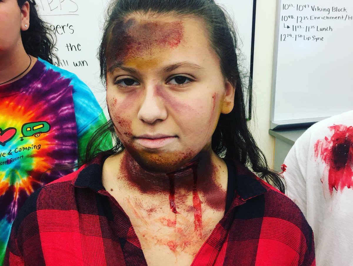 MrsKrugger's tweet photo. These kids crushed Michael Jackson’s Thriller at today’s Lip Sync Battle. Way to go, my little zombies! HR 202! 🧟‍♀️🧟‍♂️💀#greattobeaviking https://t.co/YrJMT12GLR