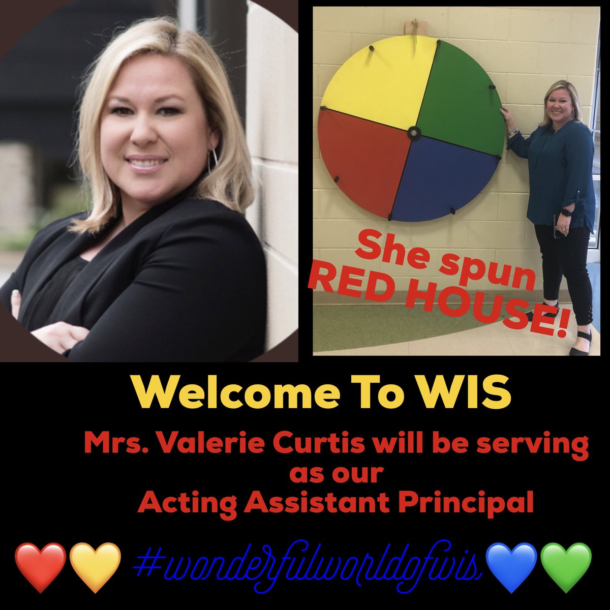WilliamsIntPC's tweet photo. Welcome to The WIS Family! Mrs. Valerie Curtis will be serving as our 
Acting Assistant Principal! @vrcurtis ❤️💛💙💚#wonderfulworldofwis #4houses1family #bethewildcard #rcainspired #kidsdeserveit #joyfulleaders #blessedwiththebest #pcss #pellcityschoolsystem https://t.co/SKAkKtIgFY