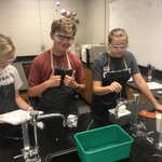 Image for the Tweet beginning: Biotech 1 students making yogurt