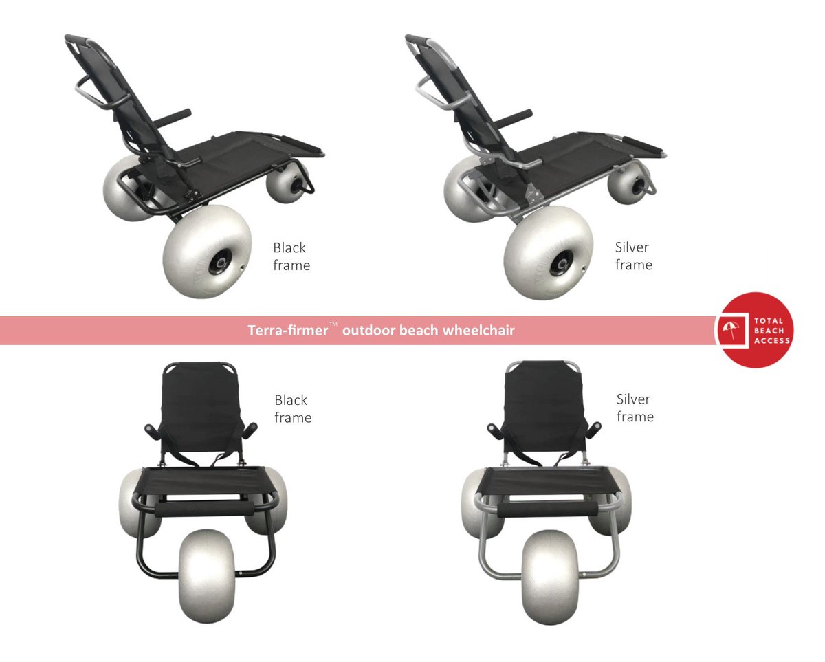 Decision time for the new beach wheelchair... black or silver frame colour?

They say black is the new black, but every cloud as a silver lining :)
