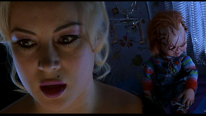 BRIDE OF CHUCKY (1998) dir. Ronny Yuslasher // Chucky's old girlfriend, Tiffany, finds the doll & brings him back to life—only to be betrayed & trapped in a doll herself. now the couple are on the hunt for human bodies to take for their own.