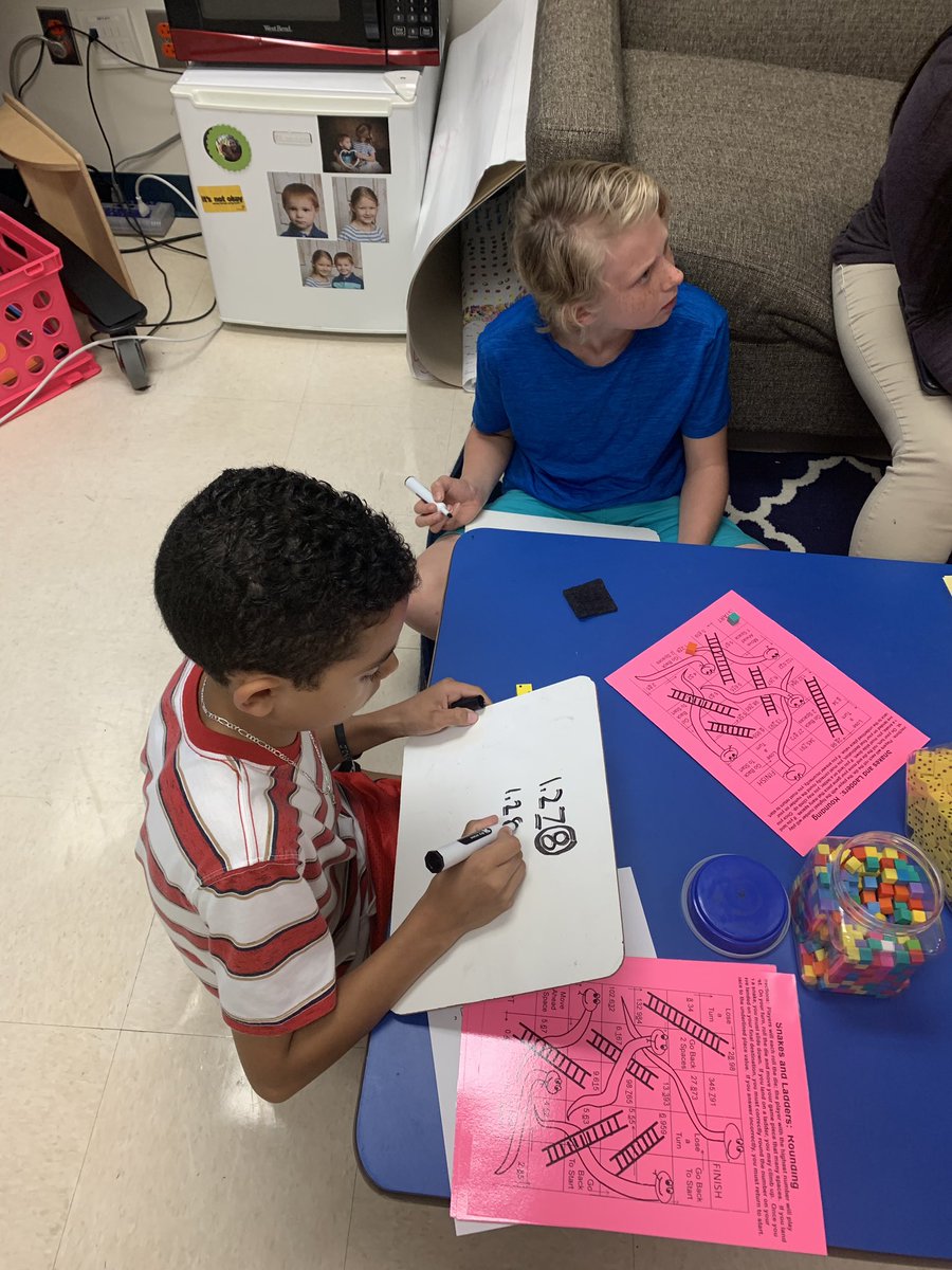 swinkmath's tweet image. Rounding decimals while playing Snakes and Ladders...who says math can’t be fun?! #disjourney